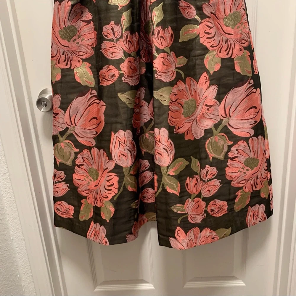 NWT KAY UNGER Anna Floral Print Sleeveless Crew Neck Pleated Tea Midi Dress - Picture 7 of 12